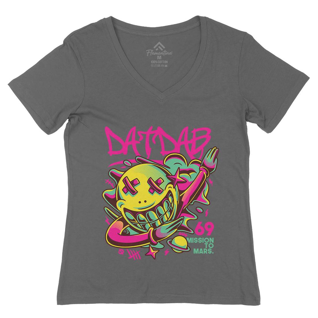 Dat Dab Womens Organic V-Neck T-Shirt Music D750