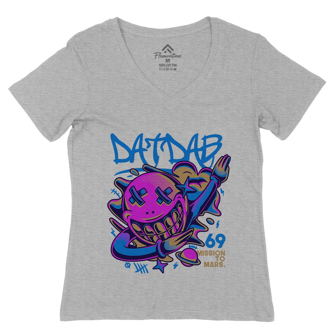 Dat Dab Womens Organic V-Neck T-Shirt Music D750