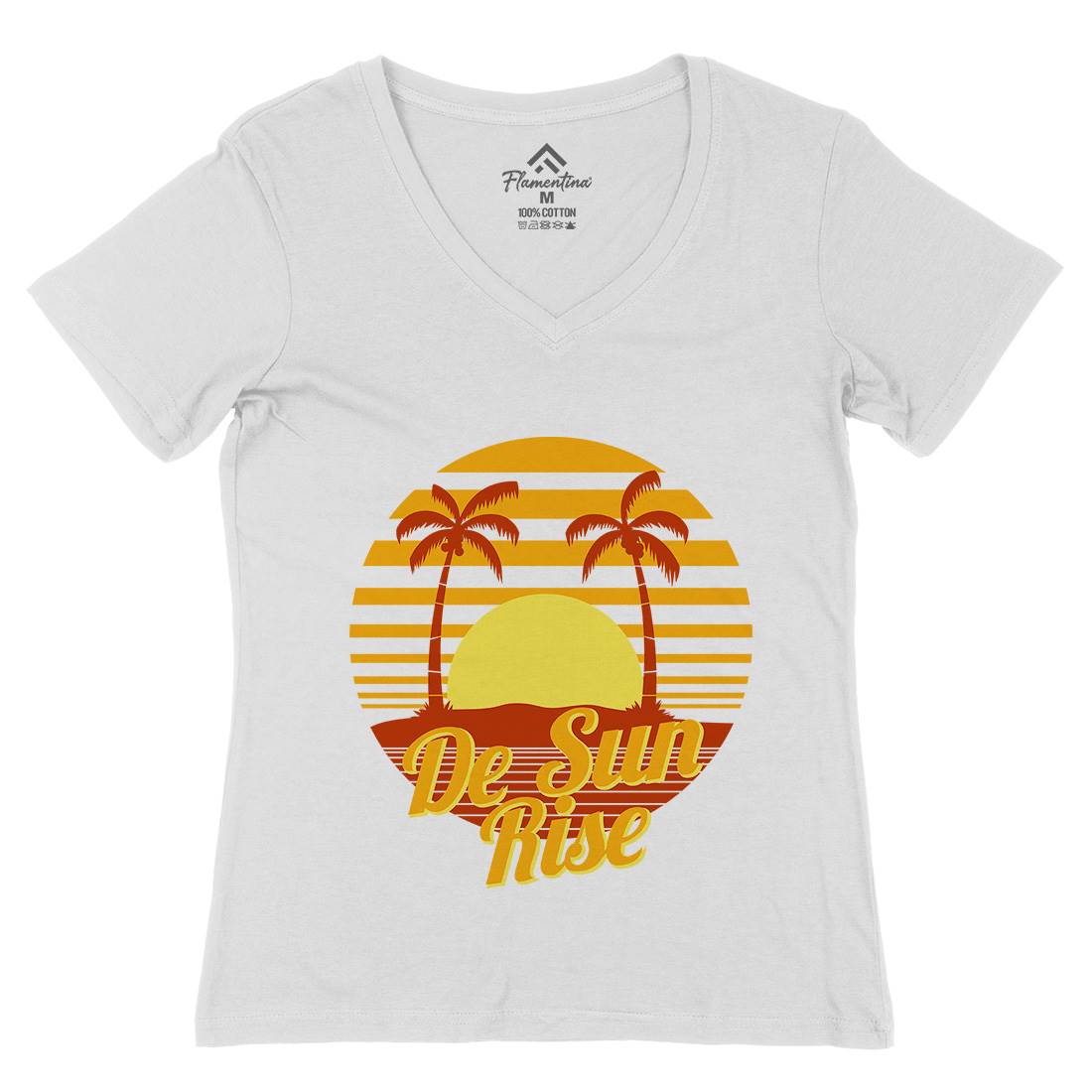 Sun Rise Womens Organic V-Neck T-Shirt Holiday D752