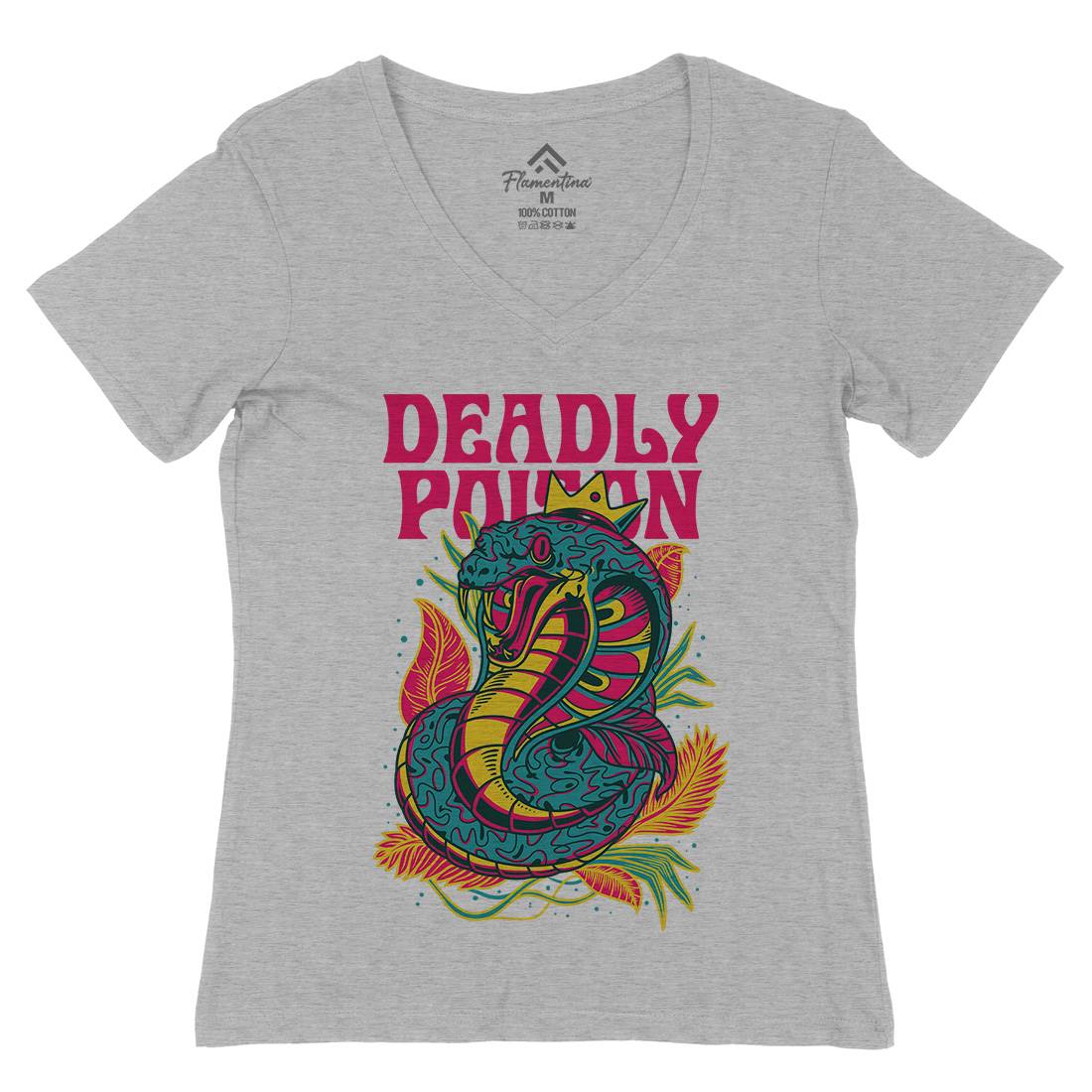 Deadly Poison Womens Organic V-Neck T-Shirt Animals D754