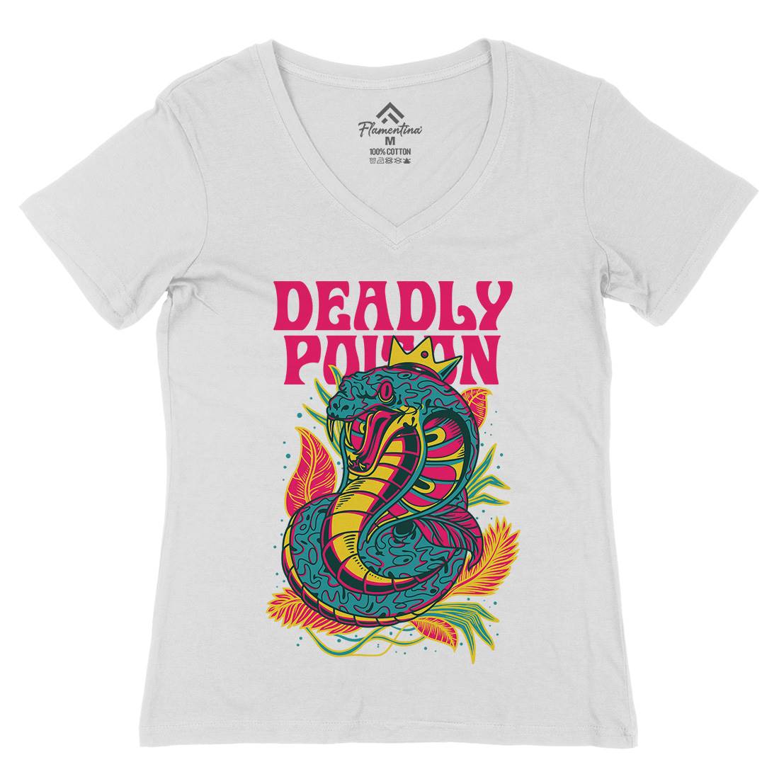 Deadly Poison Womens Organic V-Neck T-Shirt Animals D754