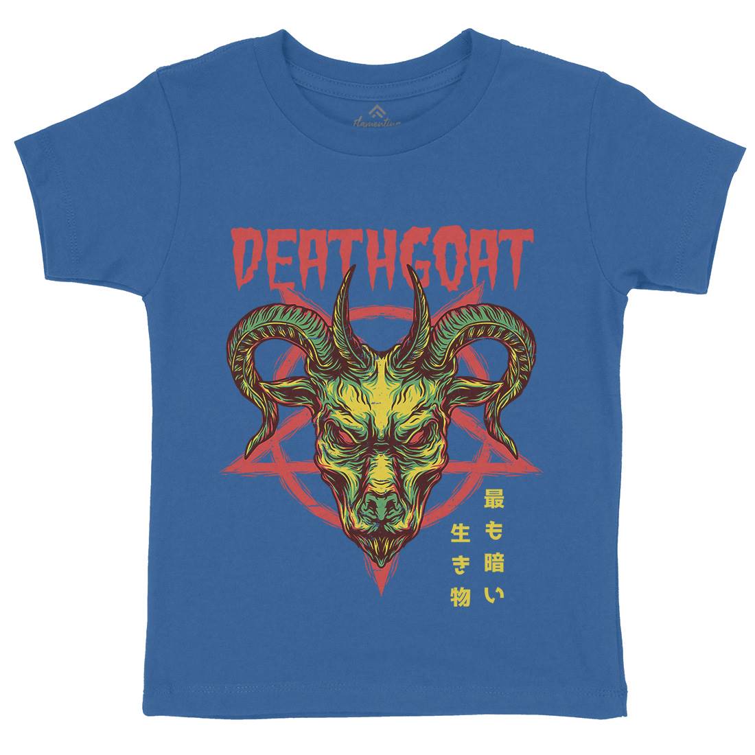 Death Goat Kids Organic Crew Neck T-Shirt Horror D755