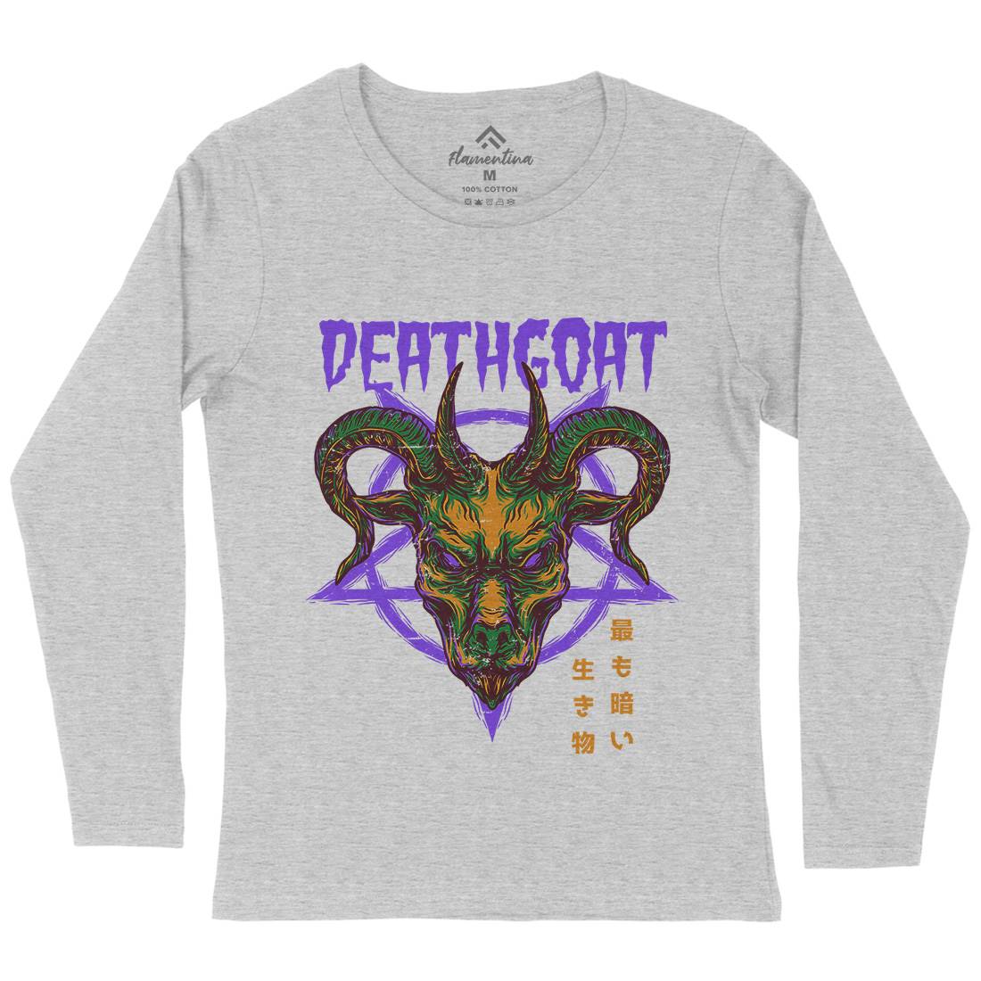 Death Goat Womens Long Sleeve T-Shirt Horror D755