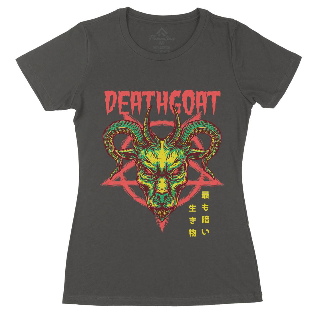 Death Goat Womens Organic Crew Neck T-Shirt Horror D755