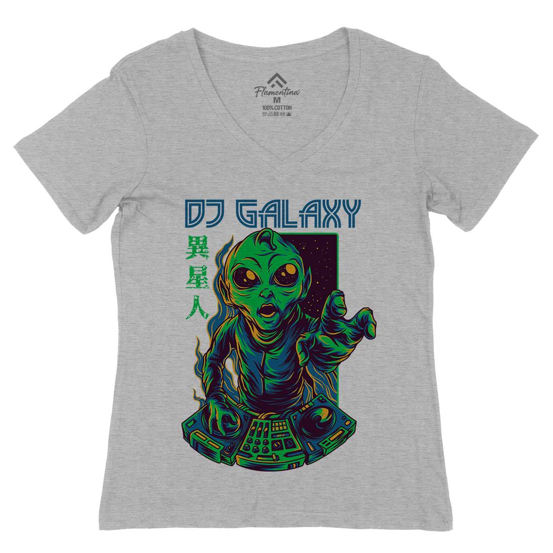Dj Galaxy Womens Organic V-Neck T-Shirt Space D756