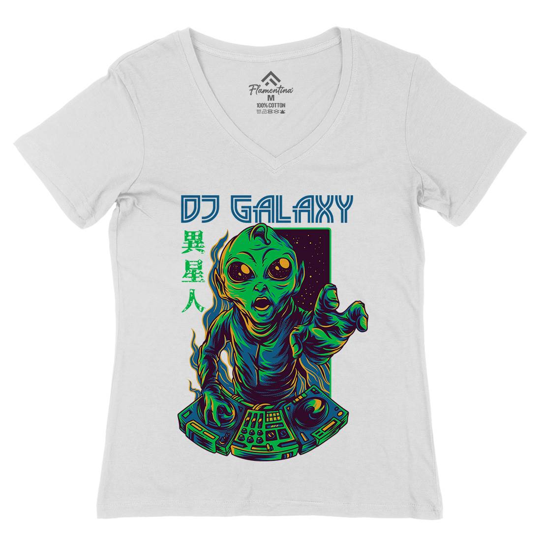 Dj Galaxy Womens Organic V-Neck T-Shirt Space D756