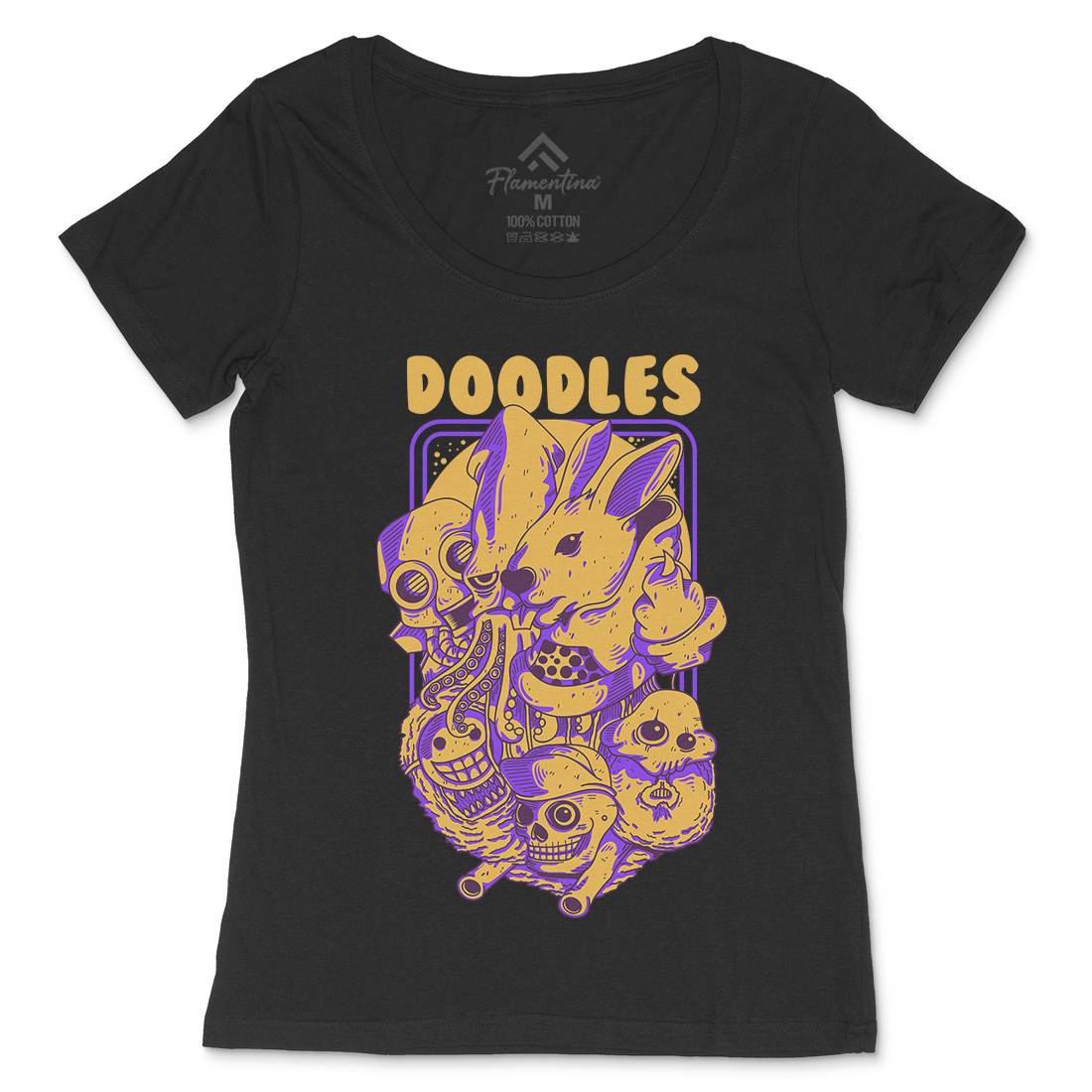 Doodles Womens Scoop Neck T-Shirt Art D757