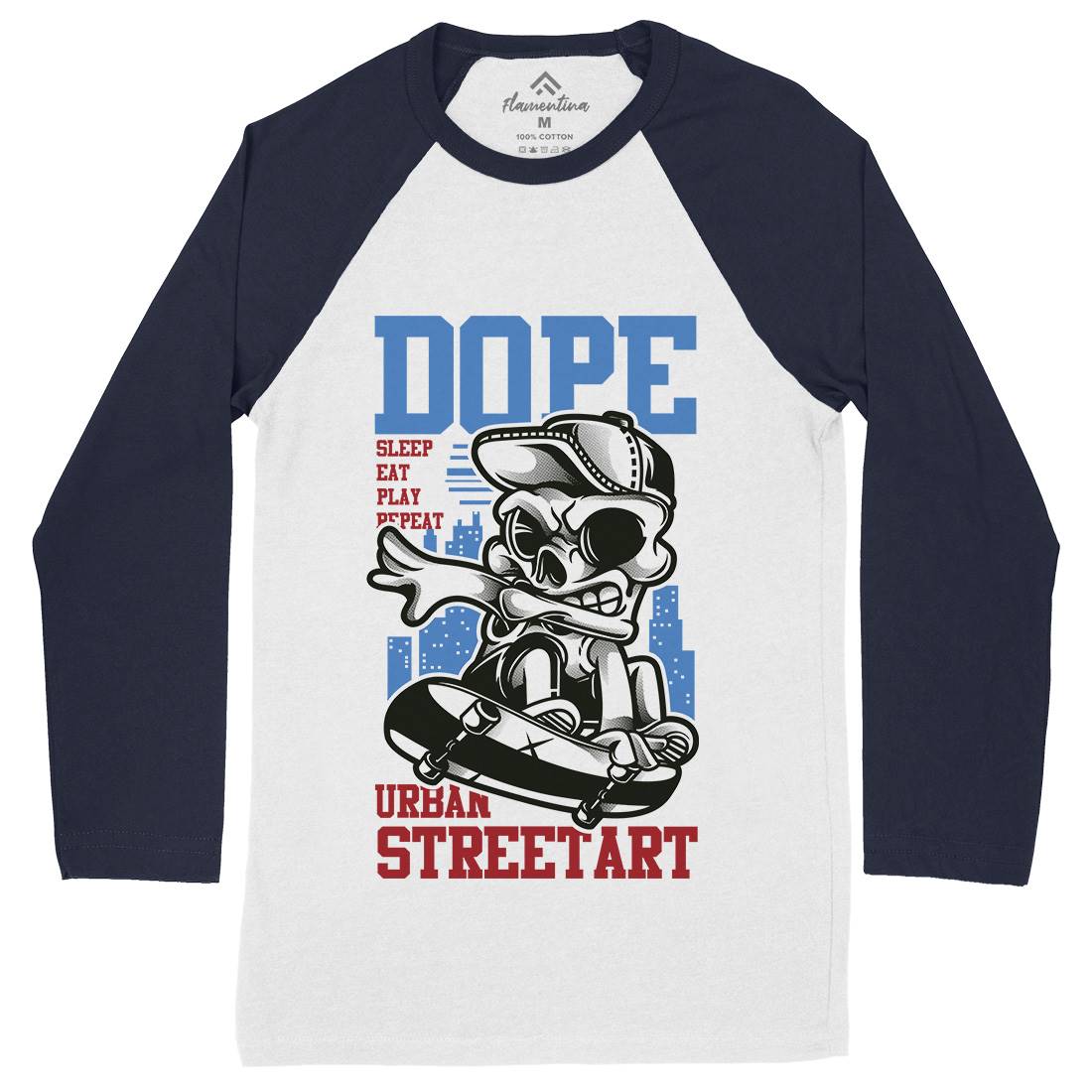 Dope Mens Long Sleeve Baseball T-Shirt Skate D758