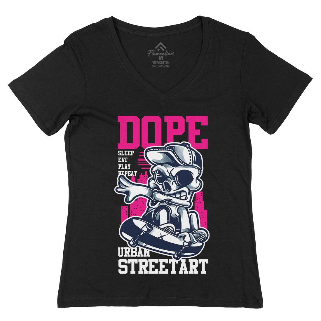 Dope Womens Organic V-Neck T-Shirt Skate D758
