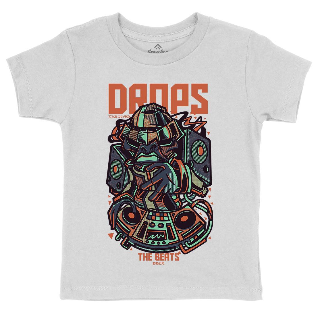 Drops Beats Kids Organic Crew Neck T-Shirt Music D761