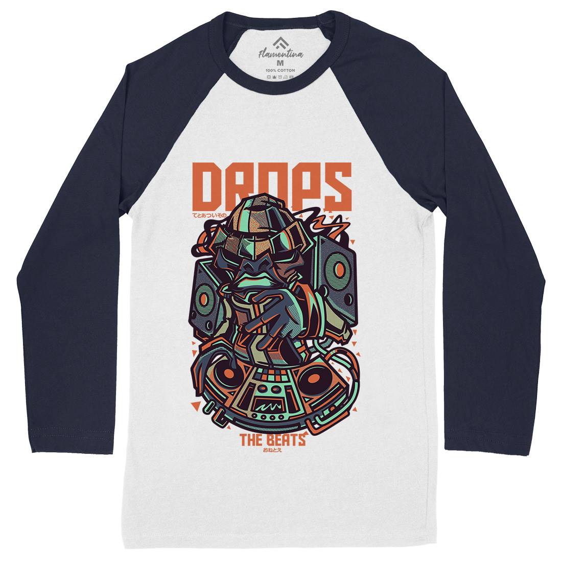 Drops Beats Mens Long Sleeve Baseball T-Shirt Music D761