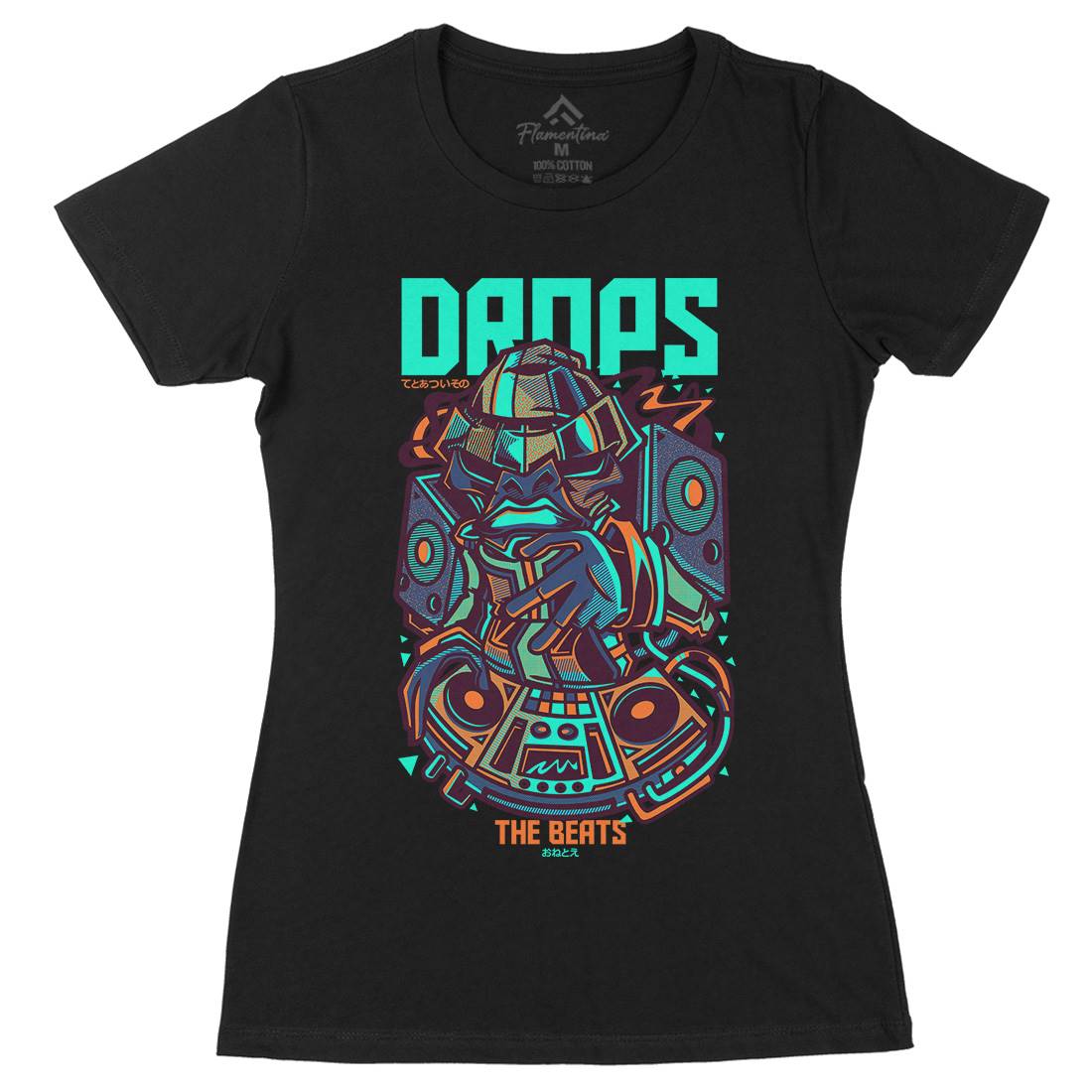Drops Beats Womens Organic Crew Neck T-Shirt Music D761