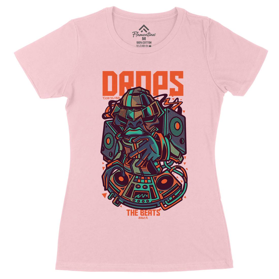 Drops Beats Womens Organic Crew Neck T-Shirt Music D761