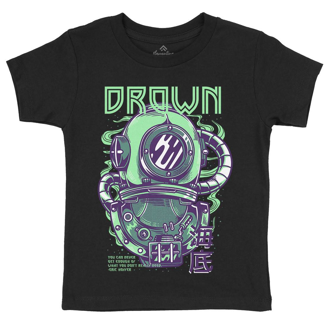 Drown Kids Organic Crew Neck T-Shirt Navy D762