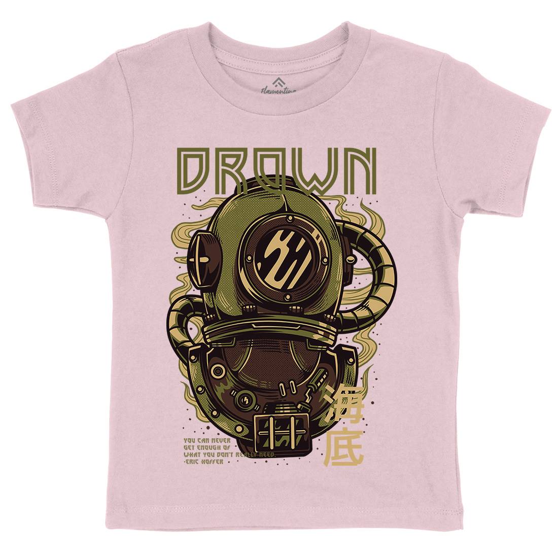 Drown Kids Crew Neck T-Shirt Navy D762