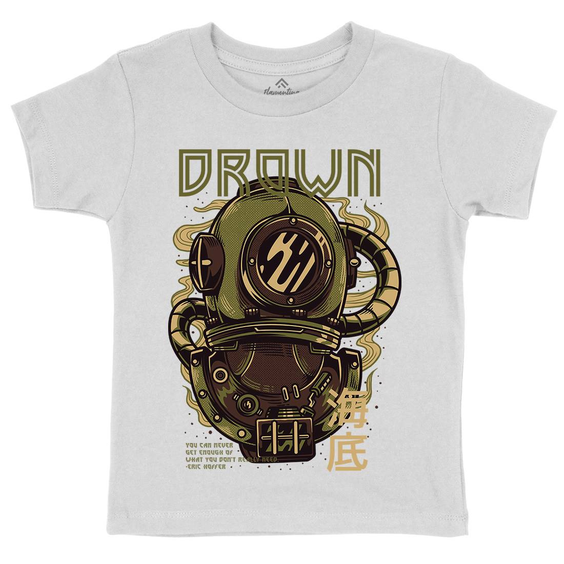 Drown Kids Organic Crew Neck T-Shirt Navy D762