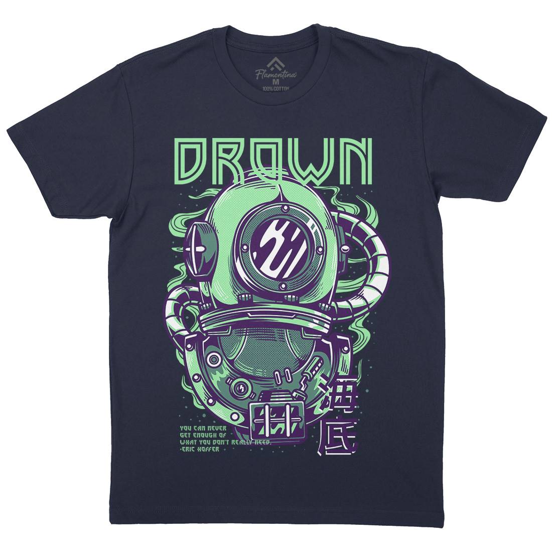 Drown Mens Crew Neck T-Shirt Navy D762