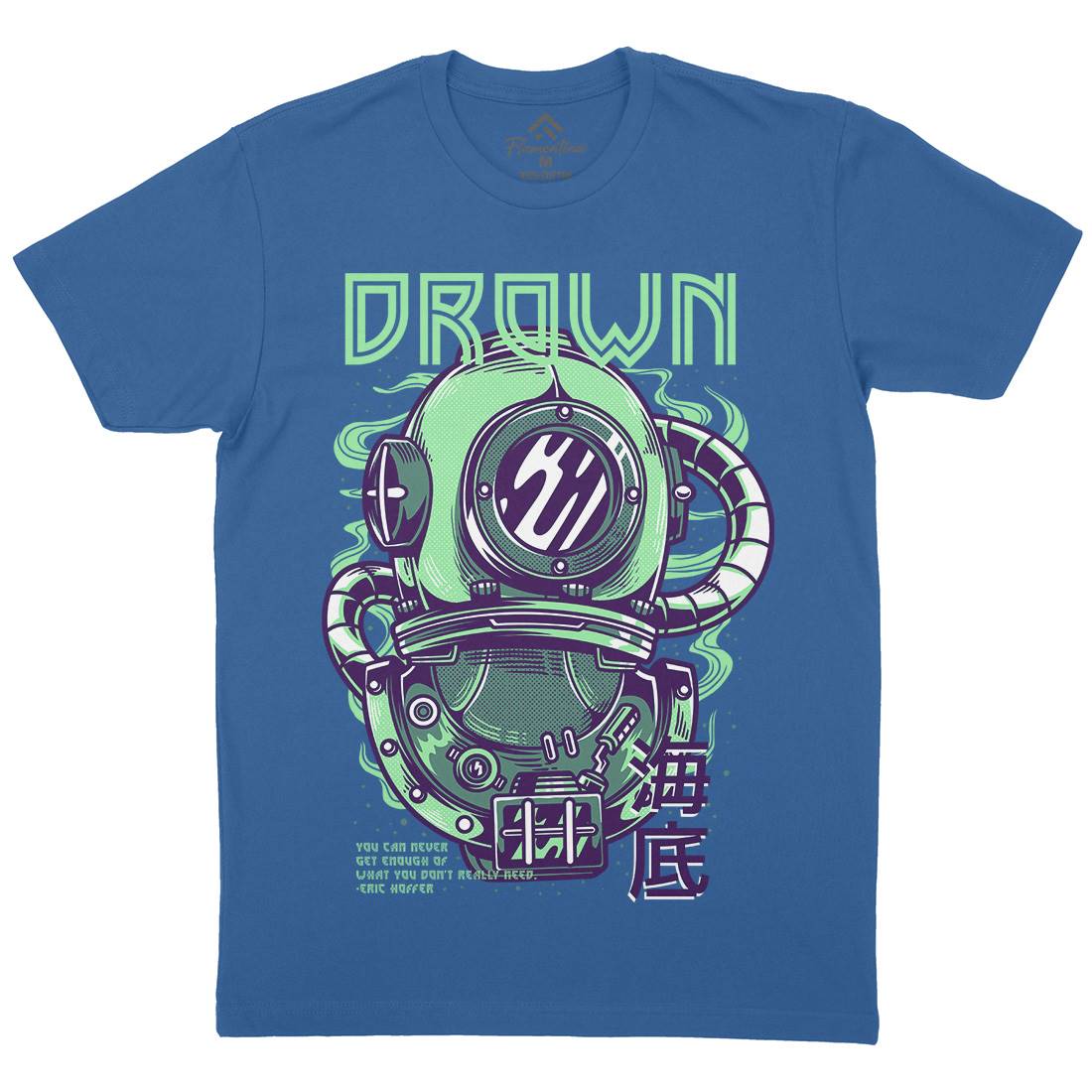 Drown Mens Organic Crew Neck T-Shirt Navy D762