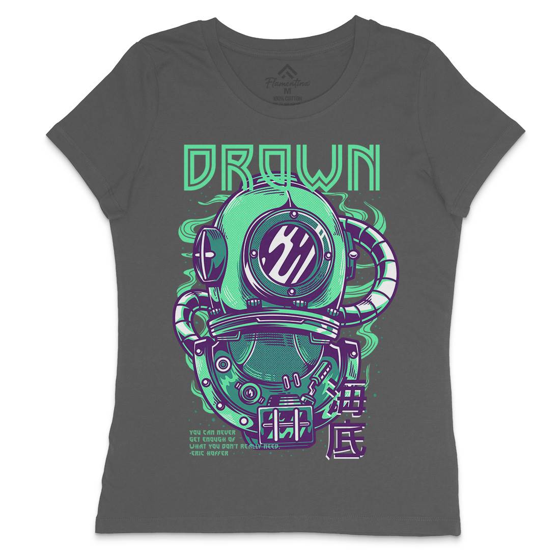 Drown Womens Crew Neck T-Shirt Navy D762
