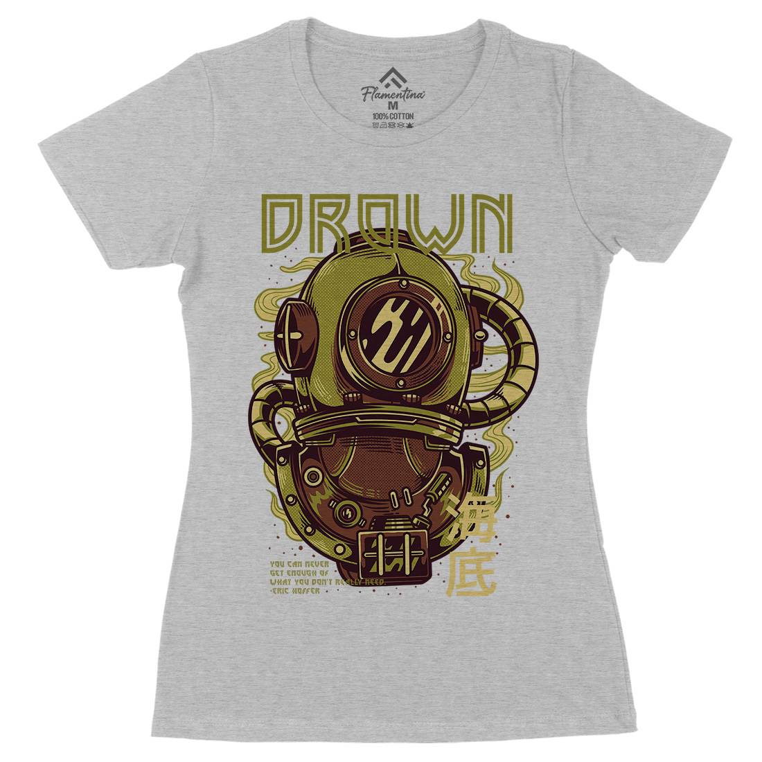 Drown Womens Organic Crew Neck T-Shirt Navy D762
