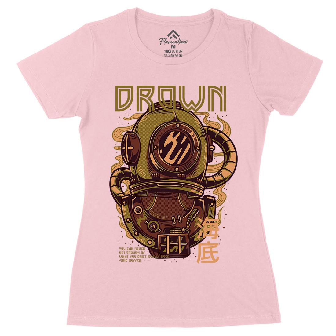 Drown Womens Organic Crew Neck T-Shirt Navy D762