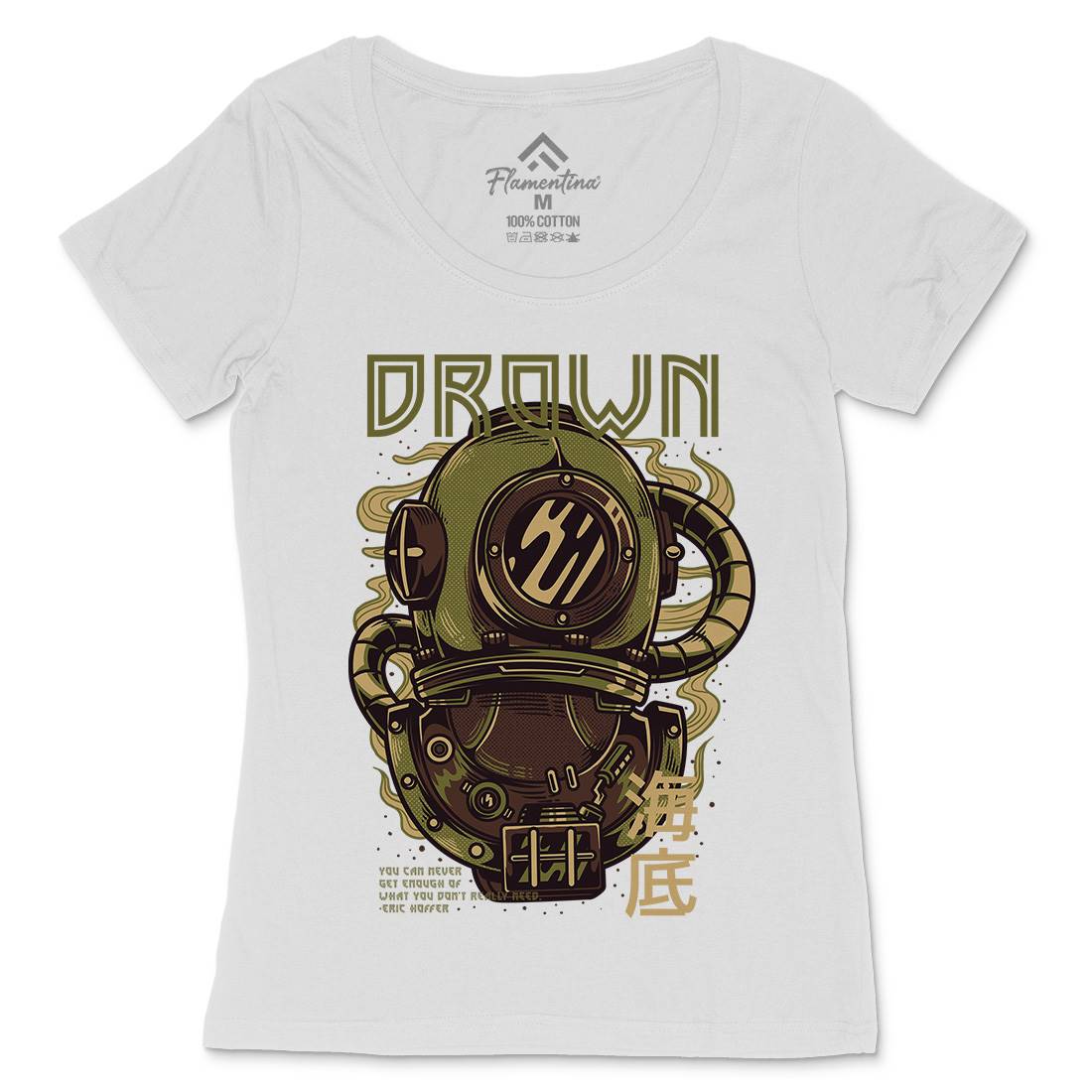 Drown Womens Scoop Neck T-Shirt Navy D762