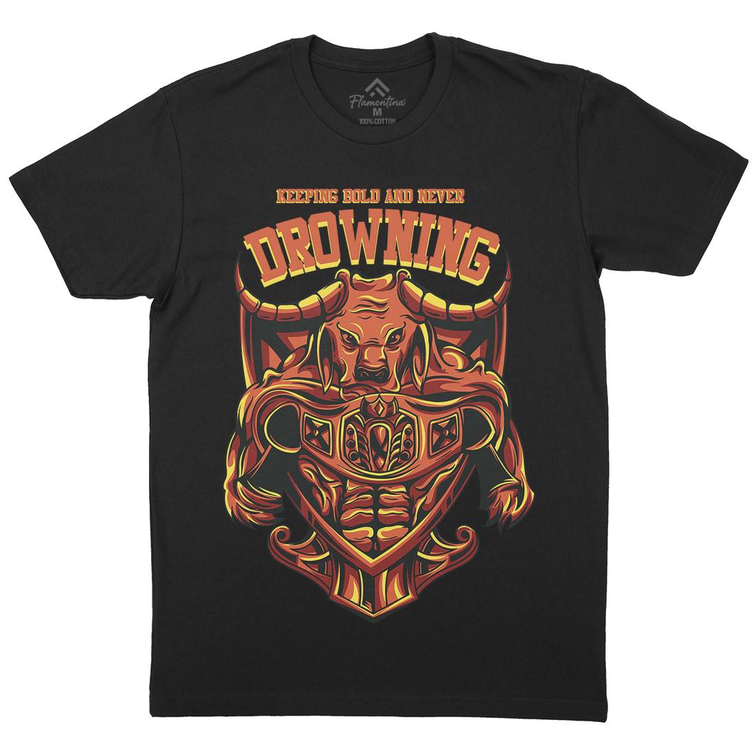 Drowning Bull Mens Organic Crew Neck T-Shirt Warriors D763