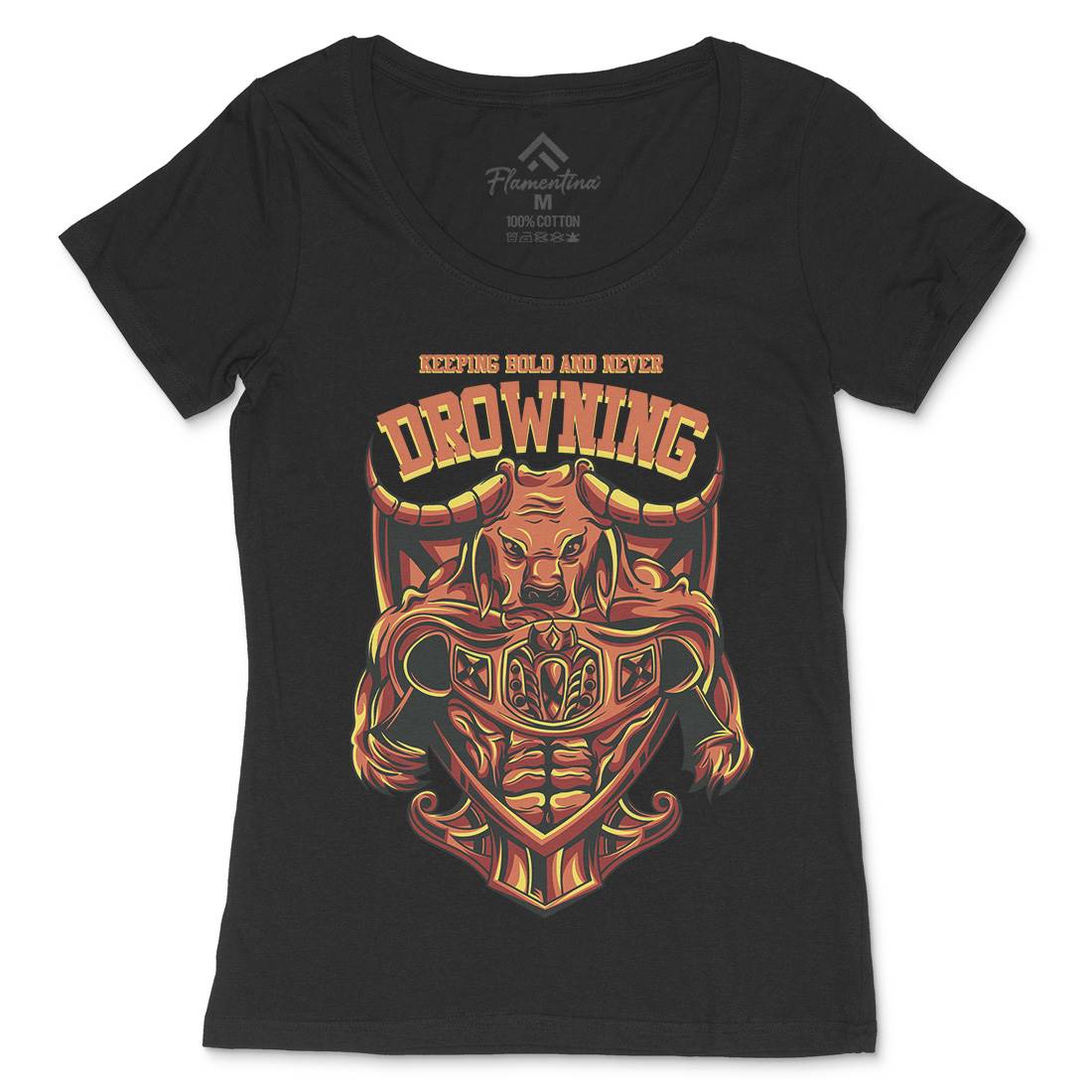 Drowning Bull Womens Scoop Neck T-Shirt Warriors D763