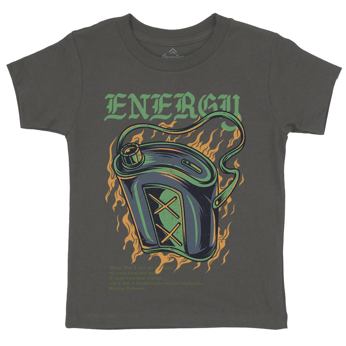 Energy Recharge Kids Crew Neck T-Shirt Army D764