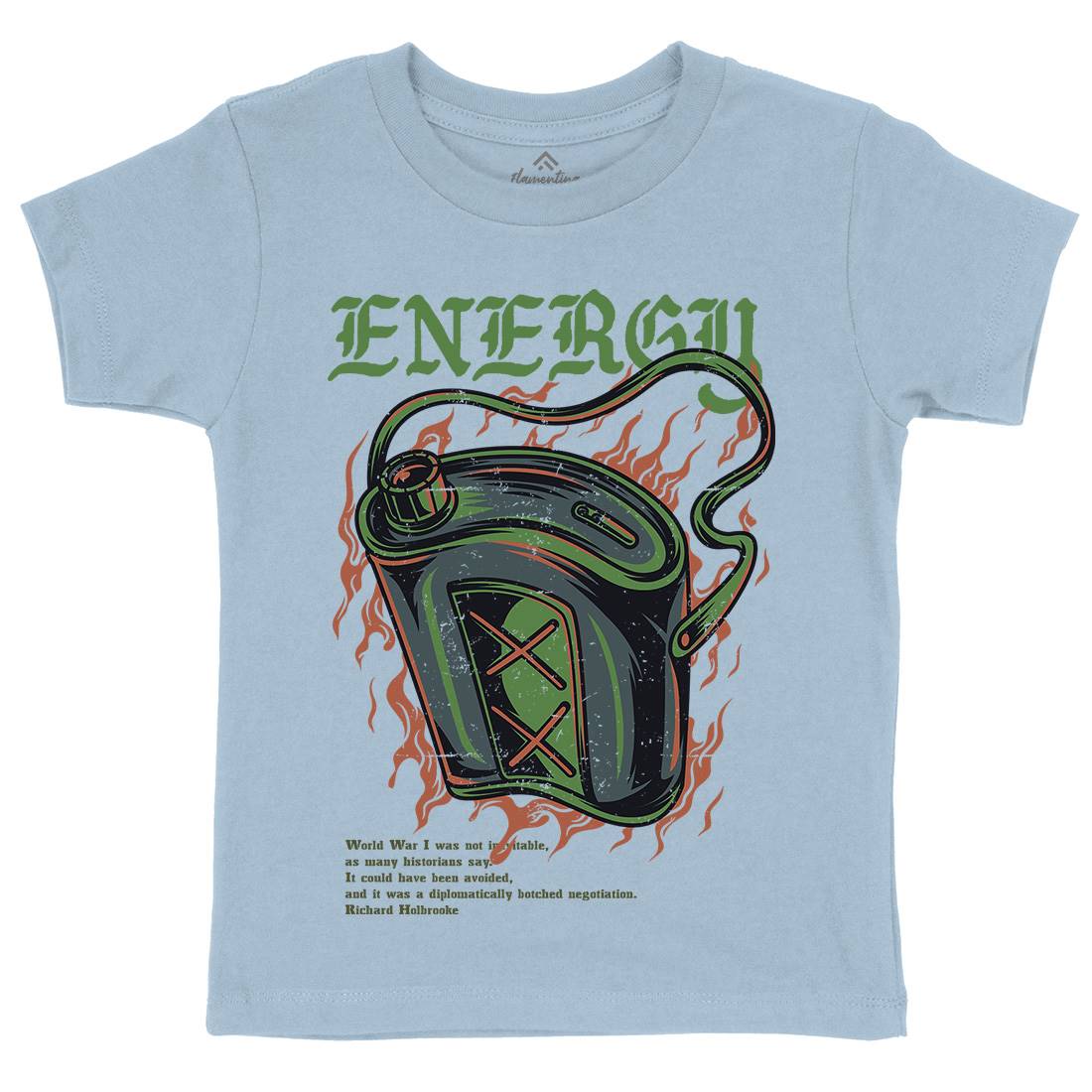 Energy Recharge Kids Organic Crew Neck T-Shirt Army D764