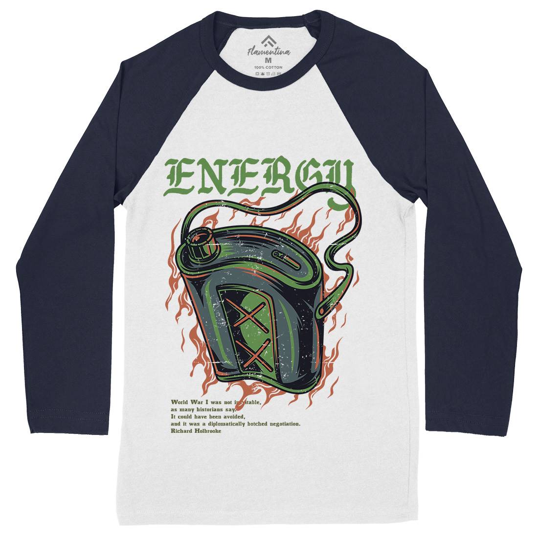 Energy Recharge Mens Long Sleeve Baseball T-Shirt Army D764