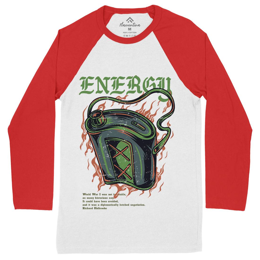 Energy Recharge Mens Long Sleeve Baseball T-Shirt Army D764
