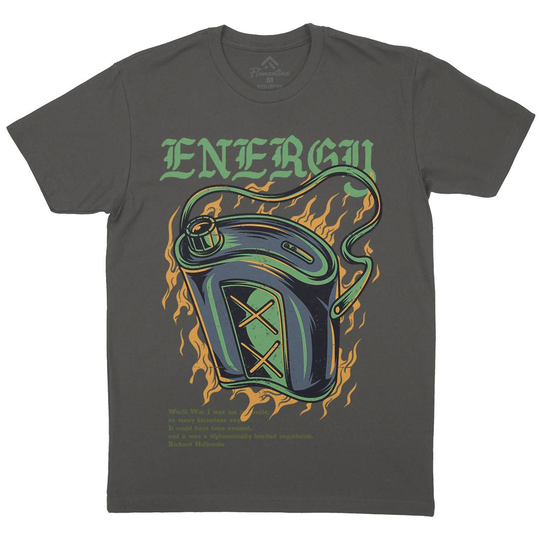 Energy Recharge Mens Crew Neck T-Shirt Army D764