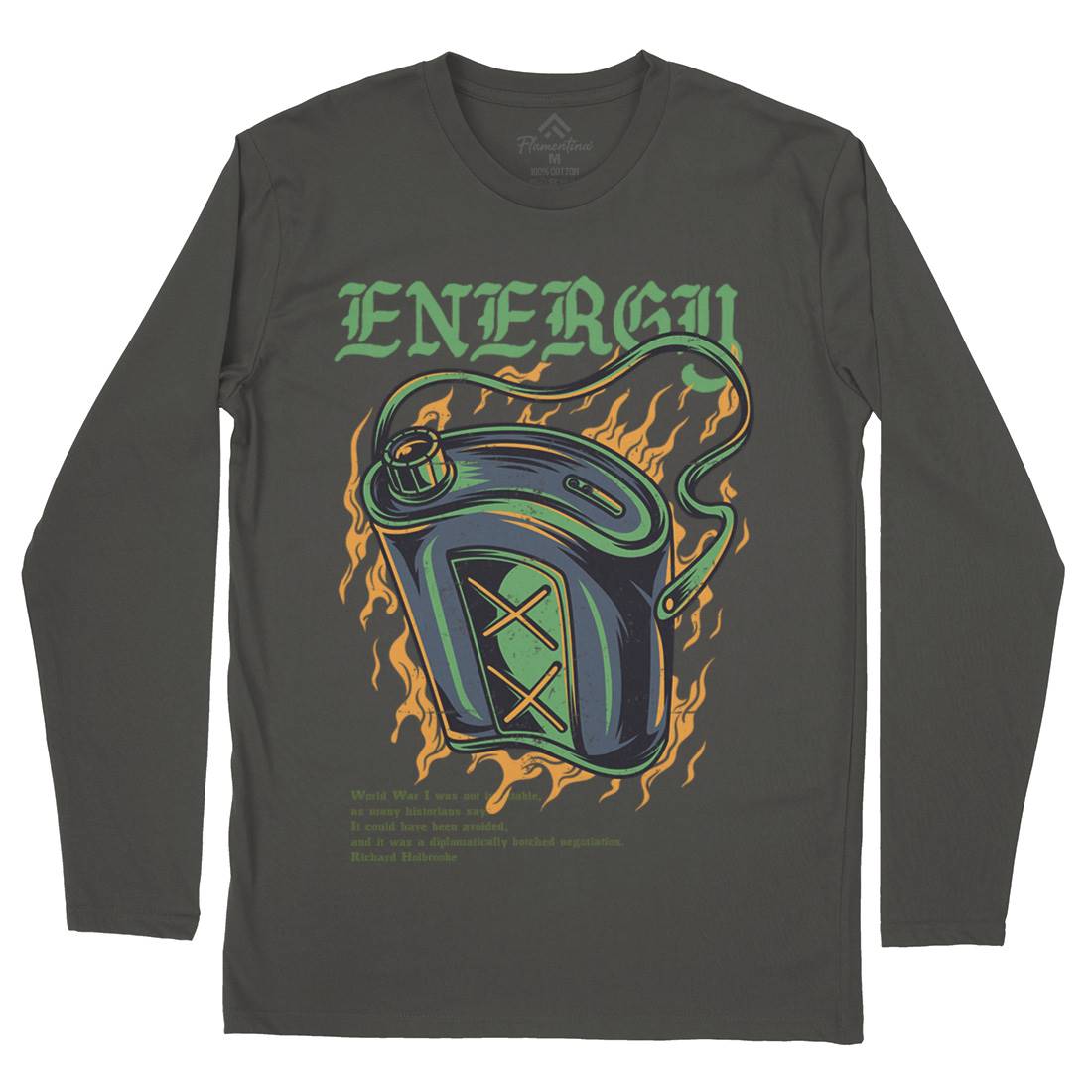 Energy Recharge Mens Long Sleeve T-Shirt Army D764