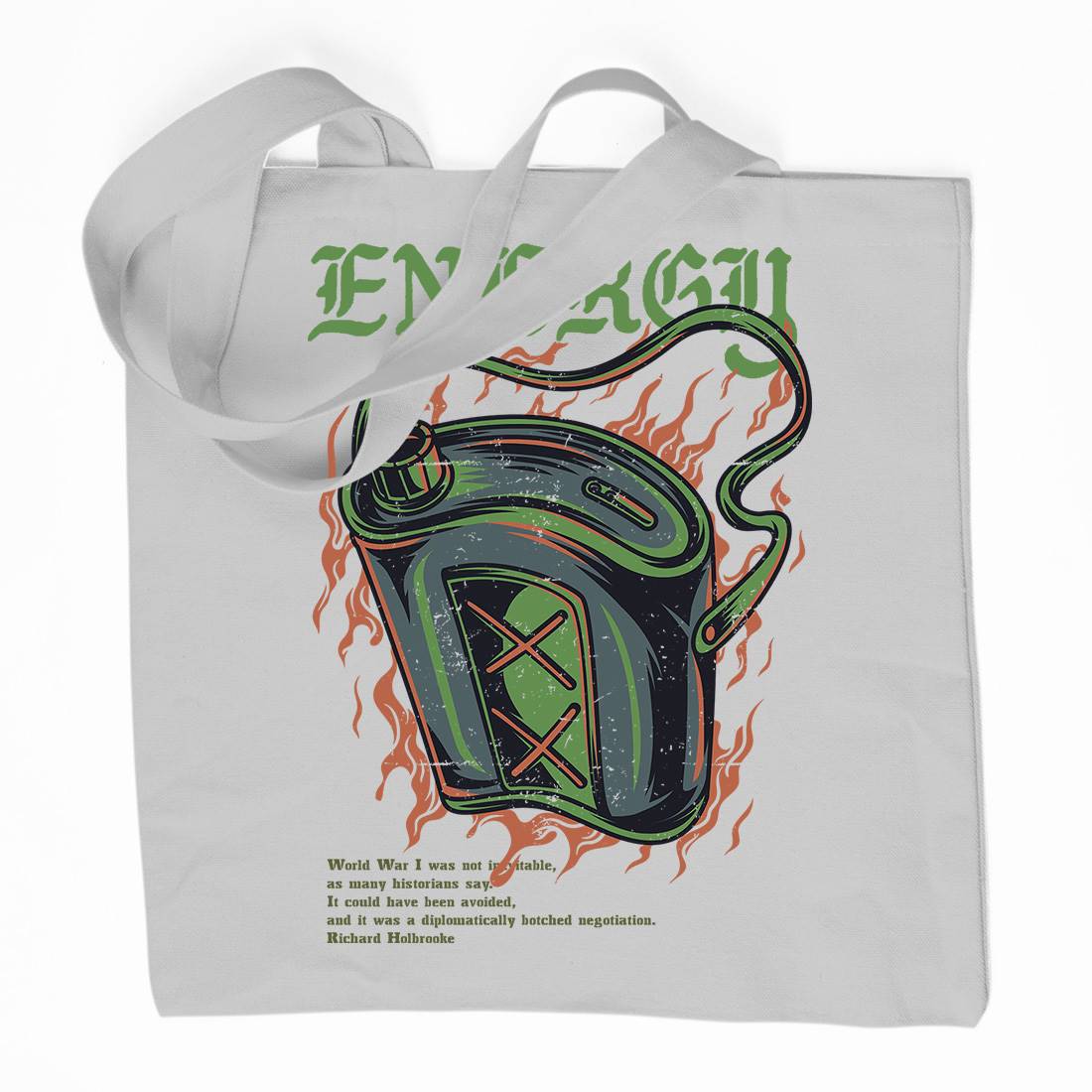 Energy Recharge Organic Premium Cotton Tote Bag Army D764
