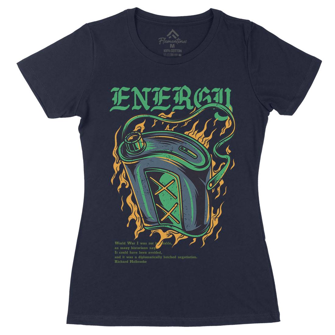 Energy Recharge Womens Organic Crew Neck T-Shirt Army D764