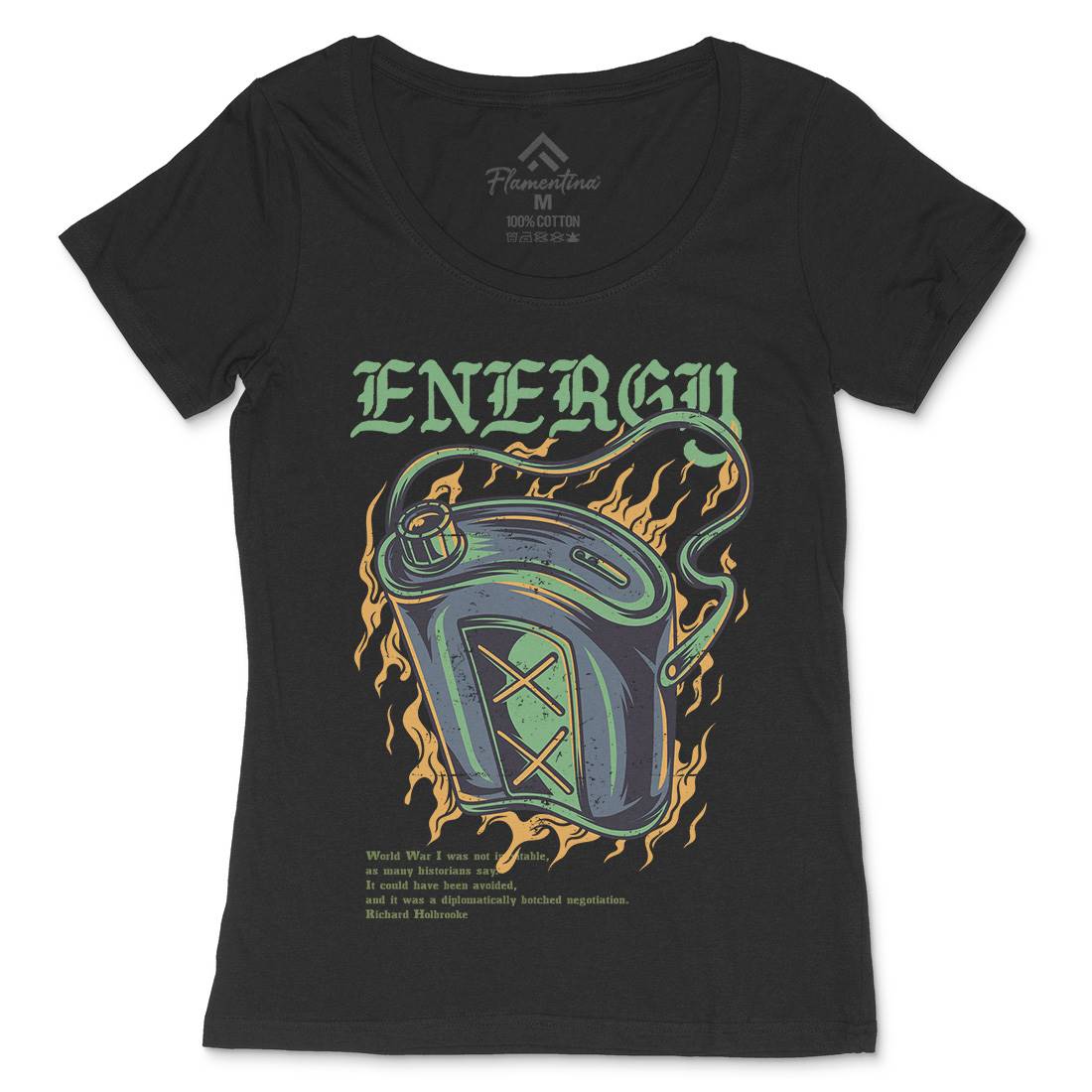 Energy Recharge Womens Scoop Neck T-Shirt Army D764