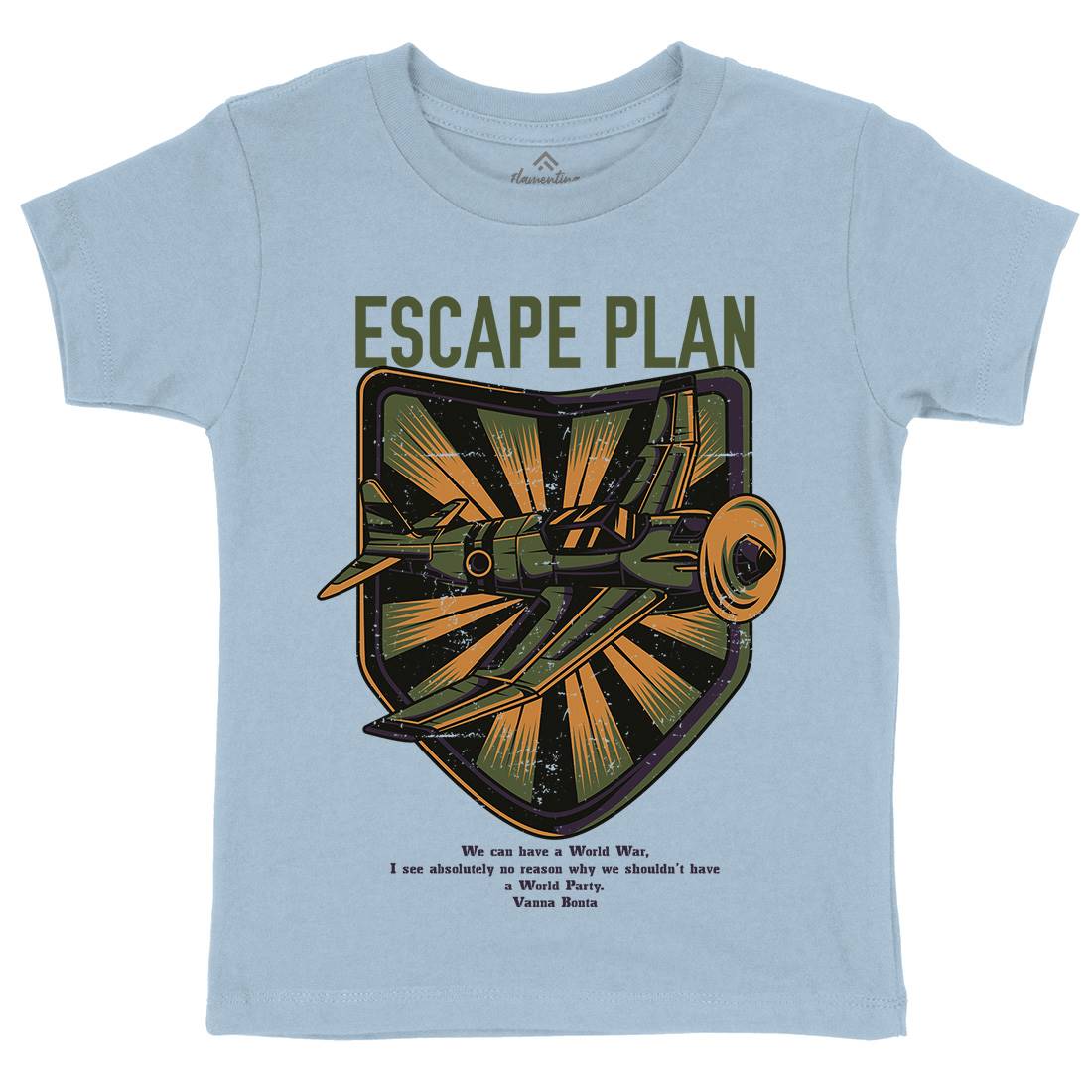 Escape Plan Kids Organic Crew Neck T-Shirt Army D765