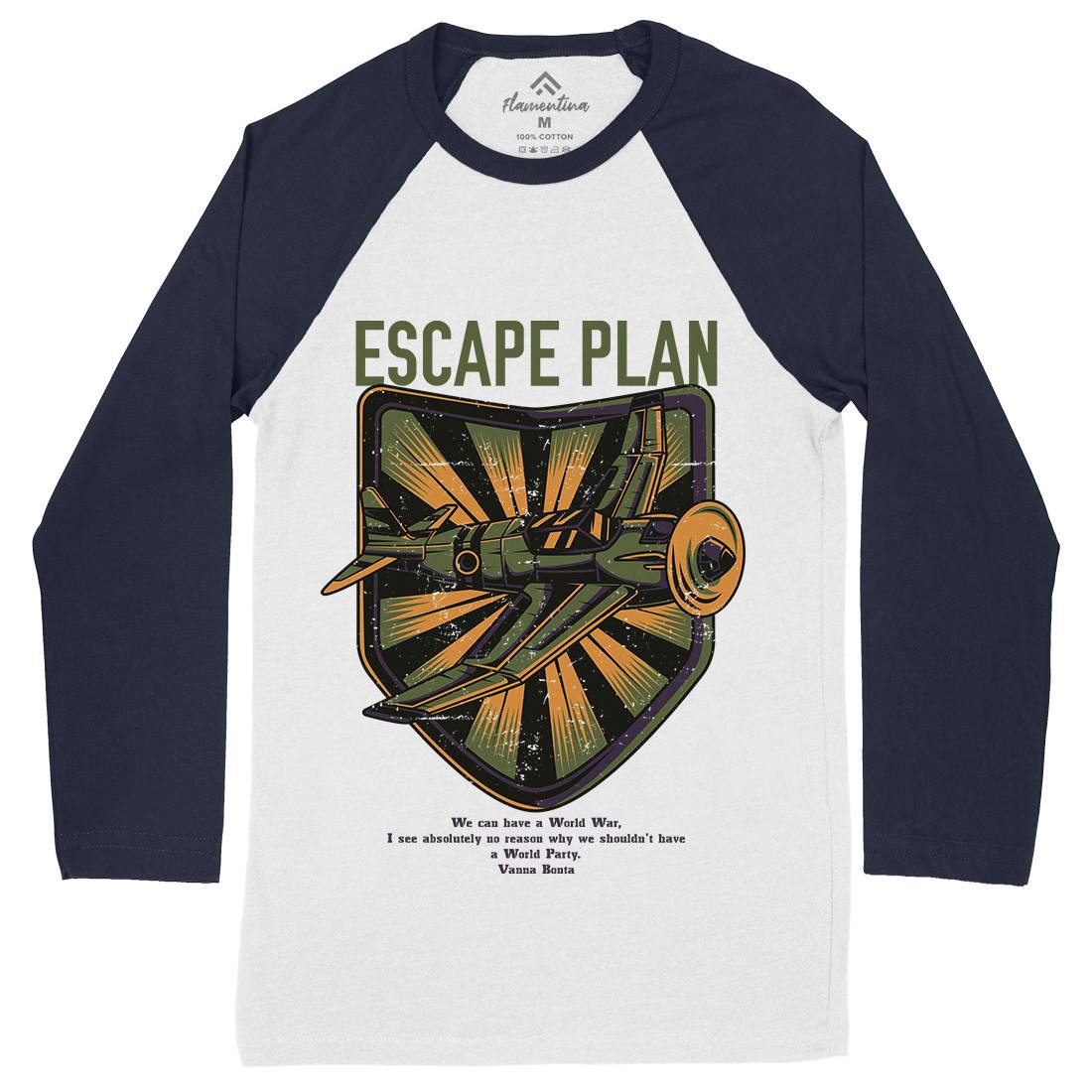 Escape Plan Mens Long Sleeve Baseball T-Shirt Army D765