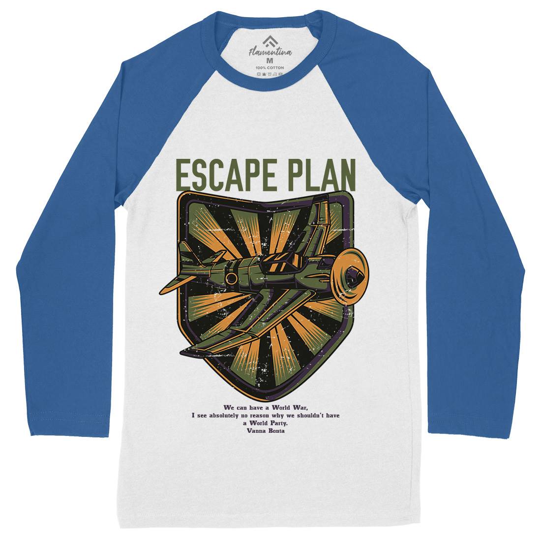 Escape Plan Mens Long Sleeve Baseball T-Shirt Army D765
