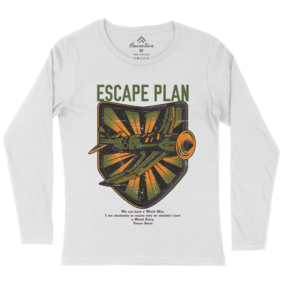 Escape Plan Womens Long Sleeve T-Shirt Army D765