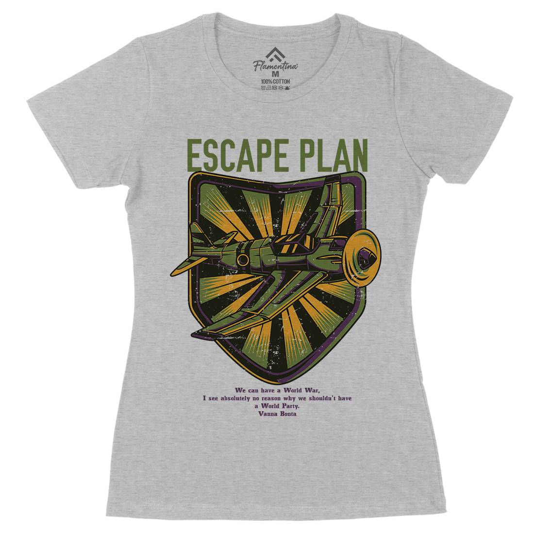 Escape Plan Womens Organic Crew Neck T-Shirt Army D765