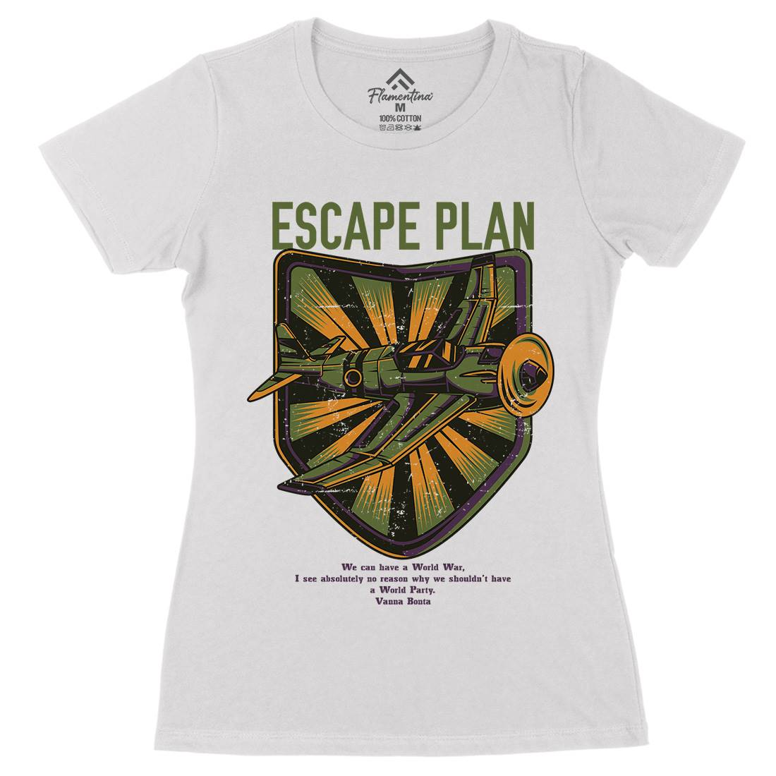 Escape Plan Womens Organic Crew Neck T-Shirt Army D765