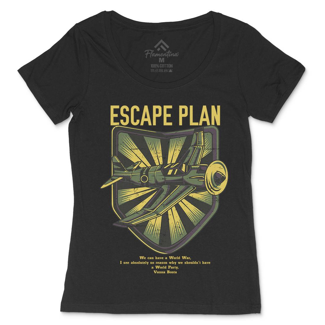 Escape Plan Womens Scoop Neck T-Shirt Army D765