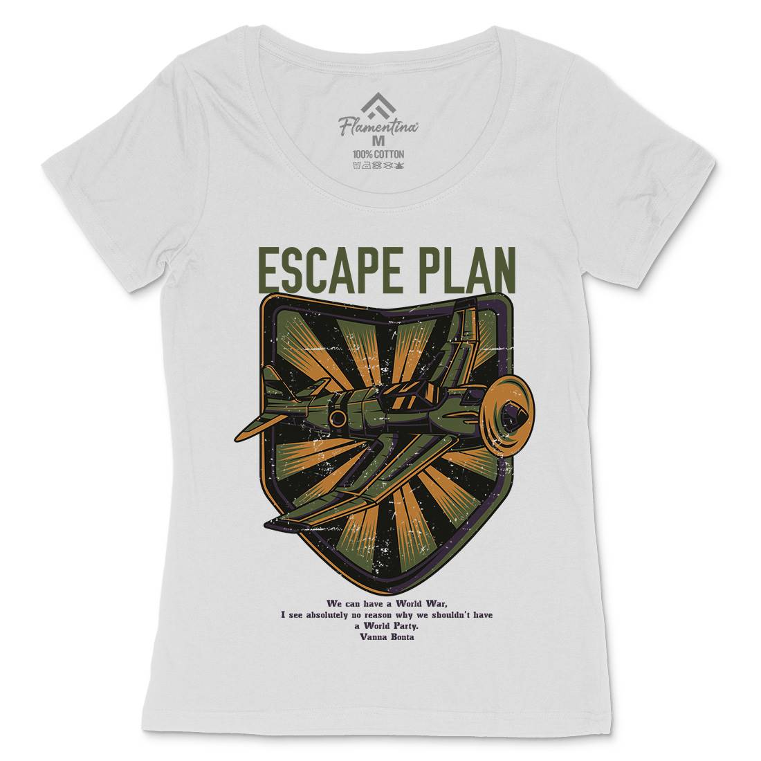 Escape Plan Womens Scoop Neck T-Shirt Army D765