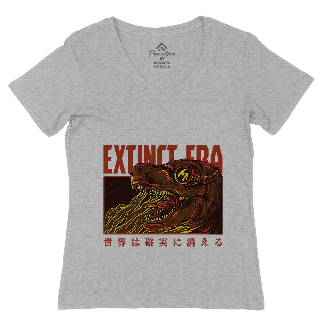 Extinct Era Womens Organic V-Neck T-Shirt Animals D767