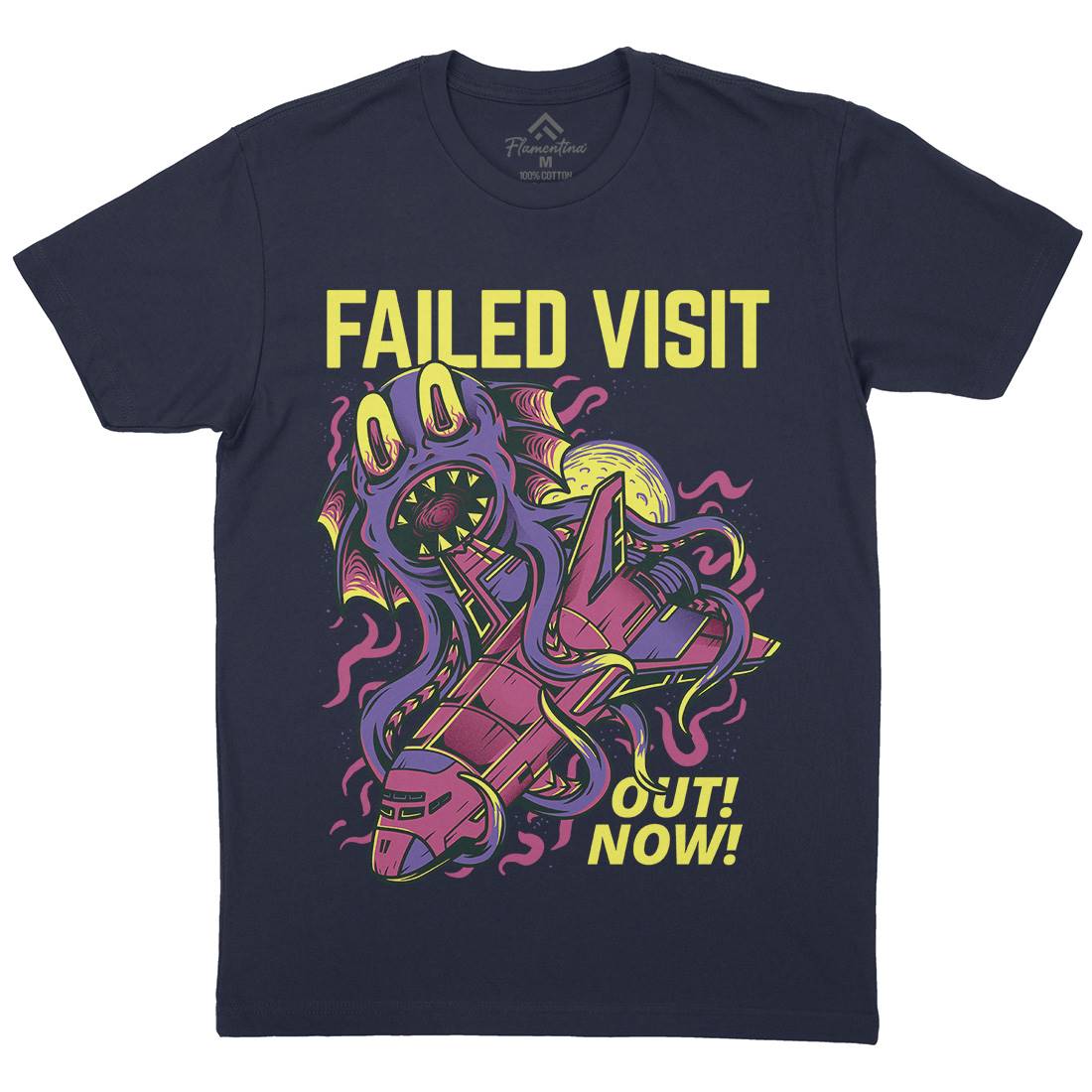 Failed Visit Mens Organic Crew Neck T-Shirt Space D769