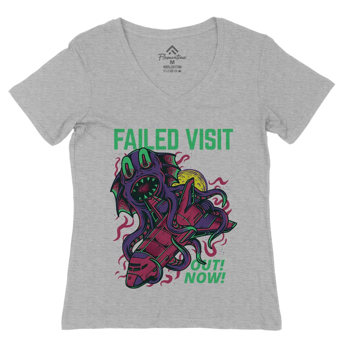 Failed Visit Womens Organic V-Neck T-Shirt Space D769
