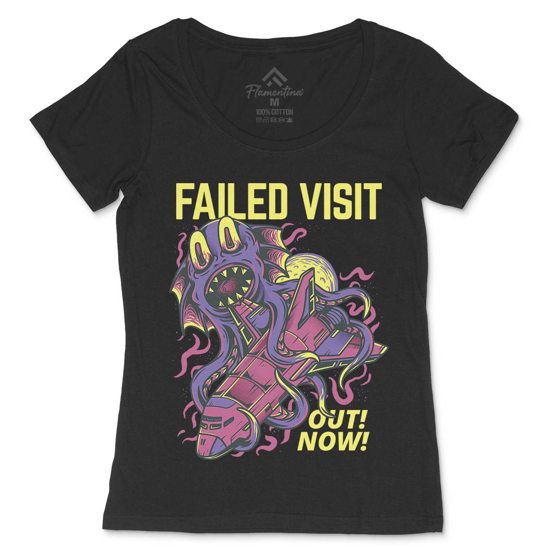 Failed Visit Womens Scoop Neck T-Shirt Space D769