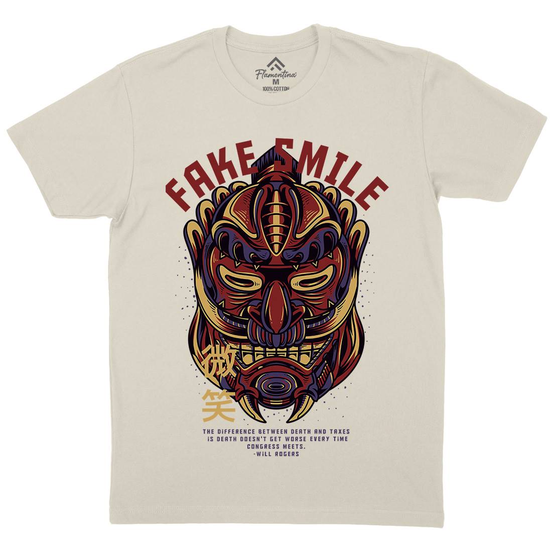Fake Smile Mens Organic Crew Neck T-Shirt Warriors D770